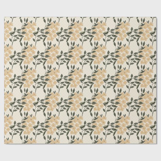 Cream Floral Cadeaupapier (Vlak)