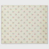   Cream Floral Cadeaupapier (Vlak)