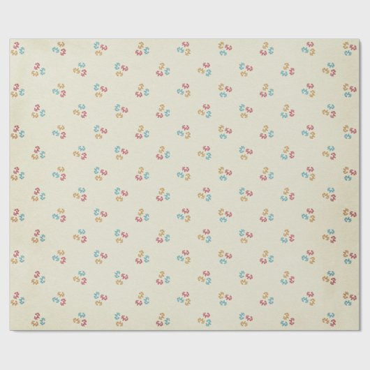 Cream Floral Cadeaupapier (Vlak)