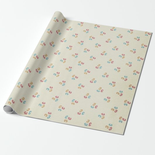  Cream Floral Cadeaupapier (Uitgerold)