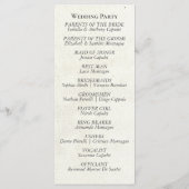 Cream Floral - Cream Wedding Programmakaart (Achterkant)