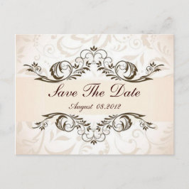 Cream Floral Damask Wedding save the date Aankondigingskaart