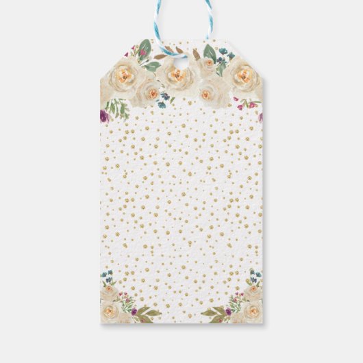 Cream Floral Dark Skin Girl Happy Birthday Cadeaulabel (Achterkant)