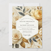 Cream Floral Ethereal Wedding Kaart (Voorkant)