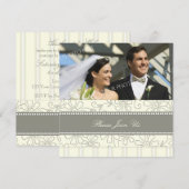 Cream Floral Foto Wedding Vow Renewal Uitnodiginge Kaart (Voorkant / Achterkant)