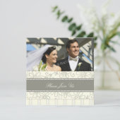 Cream Floral Foto Wedding Vow Renewal Uitnodiginge Kaart (Staand voorkant)