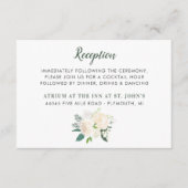 Cream Floral Greenery Bouquet Wedding Reception Informatiekaartje (Voorkant)