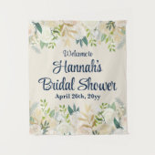 Cream Floral Greenery Roos Welkom Vrijgezellenfees Wandkleed (Voorkant)