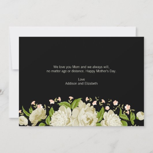 Cream Floral Happy Moederdag Kaart (Achterkant)