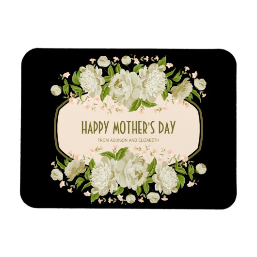 Cream Floral Happy Moederdag Magnet Magneet (Horizontaal)