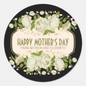 Cream Floral Happy Moederdag Sticker (Voorkant)