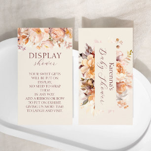Cream Floral Herfst Baby shower Display Douche Informatiekaartje