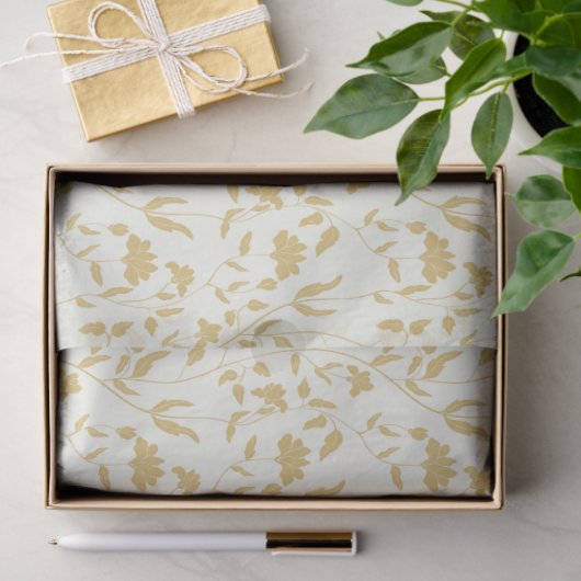Cream Floral herhaald patroon Tissuepapier (Geschenk)