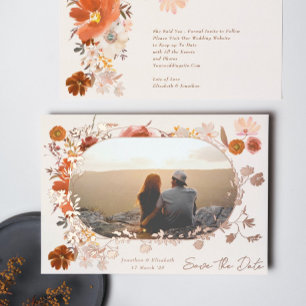 Cream Floral Lijst Foto slaat het Roos Datum op Folie Uitnodiging