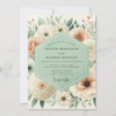Cream Floral Meadow Wedding Kaart (Voorkant)