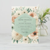 Cream Floral Meadow Wedding Kaart (Staand voorkant)