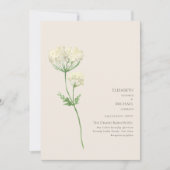 Cream Floral minimalistische elegante bruiloft uit Kaart (Voorkant)