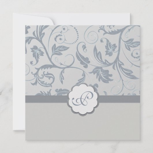 Cream Floral Monogram Uitnodiging (Voorkant)