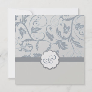 Cream Floral Monogram Uitnodiging
