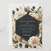 Cream Floral Opulence Wedding Kaart (Voorkant)