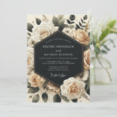 Cream Floral Opulence Wedding Kaart (Staand voorkant)