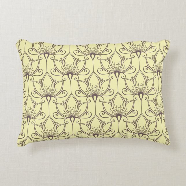 Cream Floral Pattern Decoratief Kussen (Voorkant)