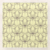 Cream Floral Pattern Glazen Onderzetter (Voorkant)