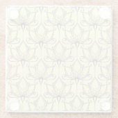 Cream Floral Pattern Glazen Onderzetter (Achterkant)