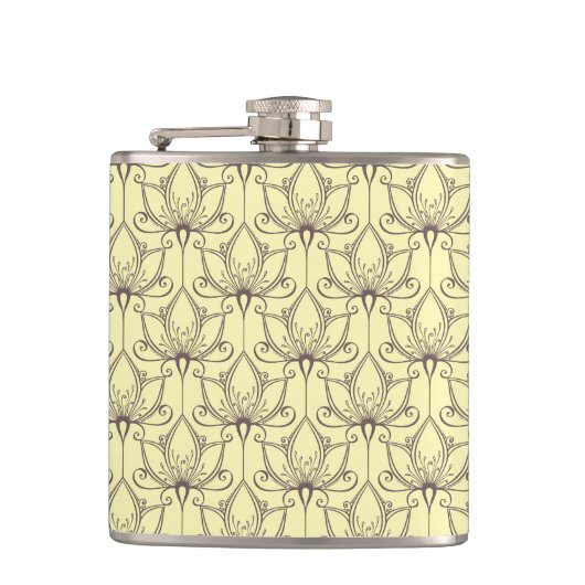 Cream Floral Pattern Heupfles (Voorkant)