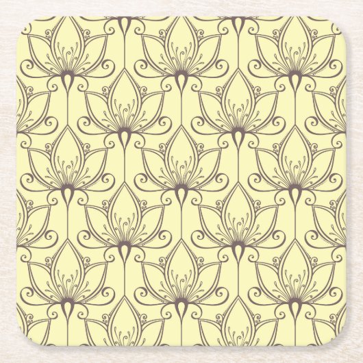 Cream Floral Pattern Kartonnen Onderzetters (Voorkant)