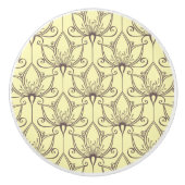 Cream Floral Pattern Keramische Knop (Voorkant)