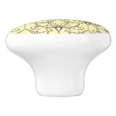 Cream Floral Pattern Keramische Knop (Zijkant)
