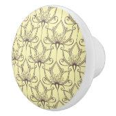 Cream Floral Pattern Keramische Knop (Rechts)