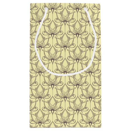 Cream Floral Pattern Klein Cadeauzakje (Achterkant)