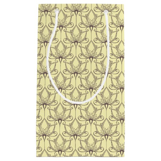 Cream Floral Pattern Klein Cadeauzakje (Voorkant)