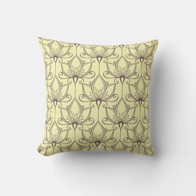 Cream Floral Pattern Kussen (Voorkant)