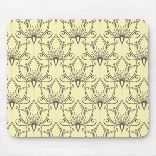 Cream Floral Pattern Muismat (Voorkant)