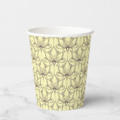 Cream Floral Pattern Papieren Bekers (Achterkant)