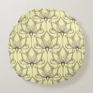 Cream Floral Pattern Rond Kussen