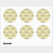 Cream Floral Pattern Ronde Sticker (Vel)