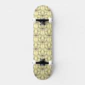 Cream Floral Pattern Skateboard (Voorkant)