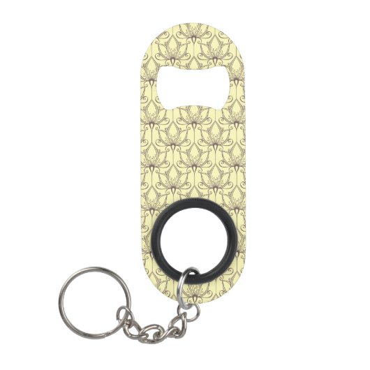 Cream Floral Pattern Sleutelhanger Flessenopener (Voorkant)