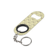 Cream Floral Pattern Sleutelhanger Flessenopener (Achterkant Gekanteld)