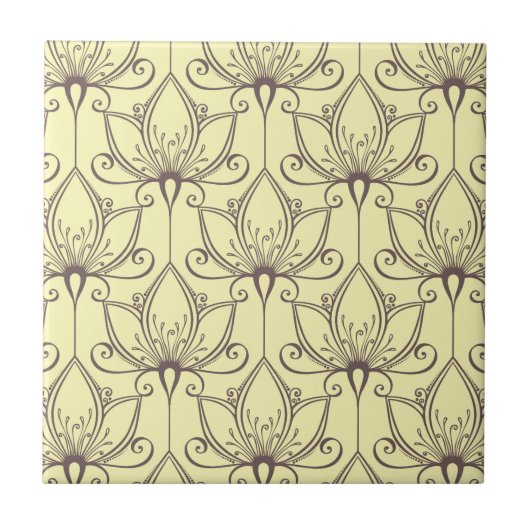 Cream Floral Pattern Tegeltje (Voorkant)