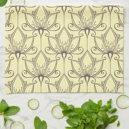 Cream Floral Pattern Theedoek (Gevouwen)