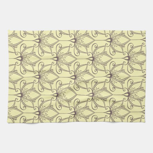 Cream Floral Pattern Theedoek (Horizontaal)