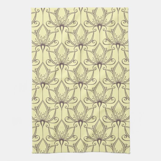 Cream Floral Pattern Theedoek (Verticaal)