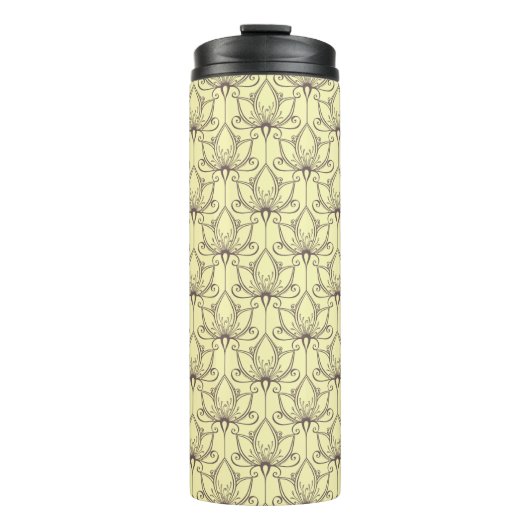 Cream Floral Pattern Thermosbeker (Voorkant)