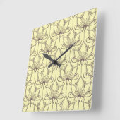 Cream Floral Pattern Vierkante Klok (Hoek)