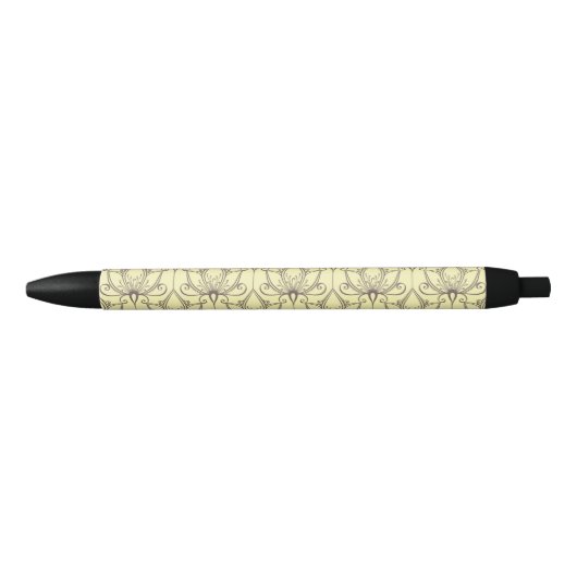 Cream Floral Pattern Zwarte Inkt Pen (Voorkant)